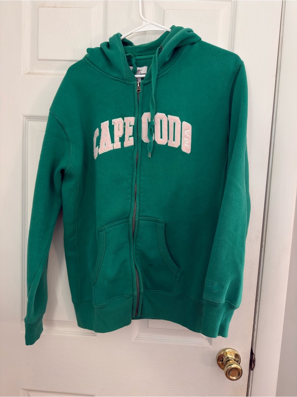 Green Cape Cod Zip-Front Hoodie with Drawstring Hood
